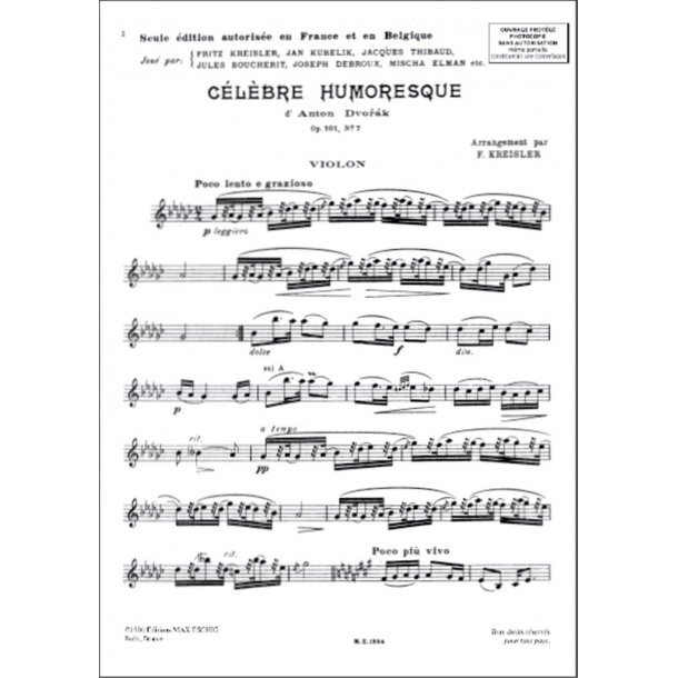 Humoresque Op 101 N 7 Violon-Piano (Kreisler)